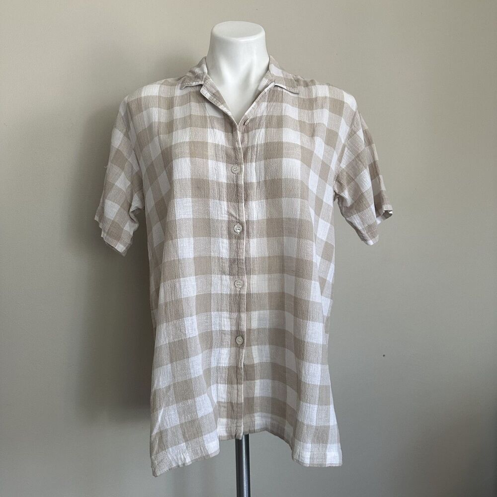 Vintage 90s Plaid Grunge Cottagecore Lightweight 100% Cotton Short Sleeve